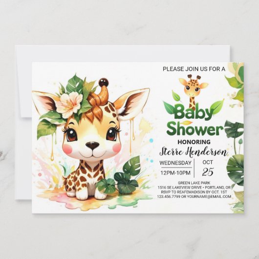 Invitation Baby shower Safari Adventure Tales (Devant)