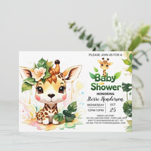 Invitation Baby shower Safari Adventure Tales (Debout devant)
