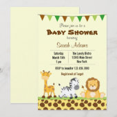 Invitation Baby shower Safari animal de la jungle (Devant / Derrière)
