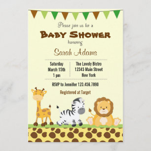 Invitation Baby shower Safari animal de la jungle
