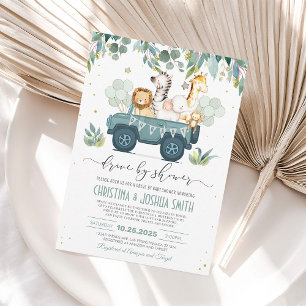 Invitation Baby shower Safari Animal Drive Thru