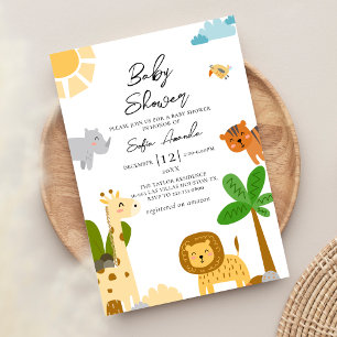 Invitation Baby shower Safari animal mignon