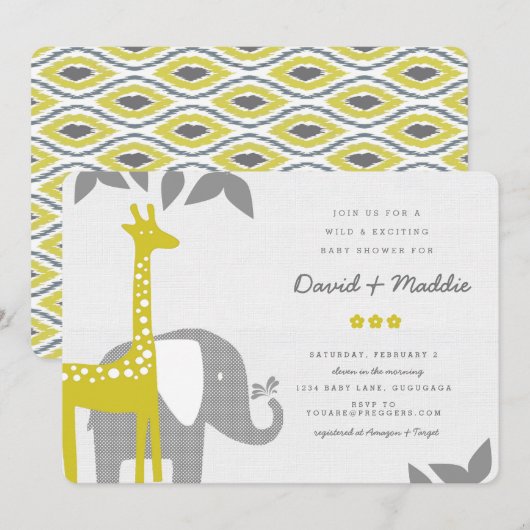 Invitation Baby shower Safari animal moderne (Devant / Derrière)