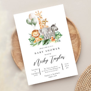 Invitation Baby shower Safari animal mou de Woodland