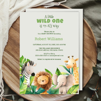 Invitation Baby shower Safari animal watercolor