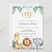 Invitation Baby shower Safari Animaux (Devant)