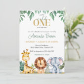 Invitation Baby shower Safari Animaux (Debout devant)
