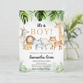 Invitation Baby shower Safari Animaux (Debout devant)