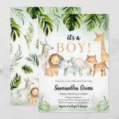 Invitation Baby shower Safari Animaux (Devant / Derrière)
