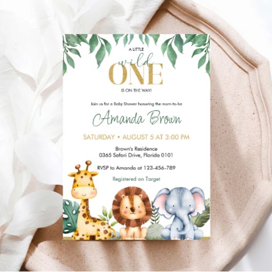 Invitation Baby shower Safari Animaux