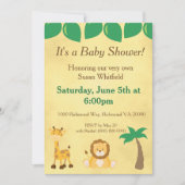 Invitation Baby shower Safari Animaux (Devant)