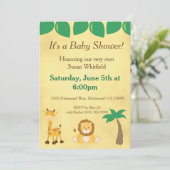 Invitation Baby shower Safari Animaux (Debout devant)