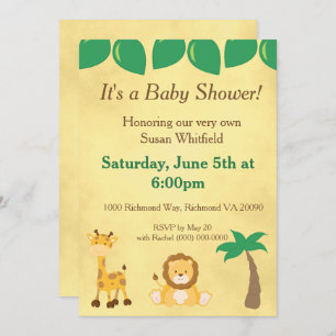 Invitation Baby shower Safari Animaux