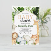 Invitation Baby shower Safari Animaux (Debout devant)