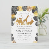 Invitation Baby shower Safari Animaux (Debout devant)