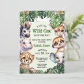 Invitation Baby shower Safari, Animaux de la jungle mignonne  (Debout devant)