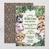 Invitation Baby shower Safari, Animaux de la jungle mignonne  (Devant / Derrière)