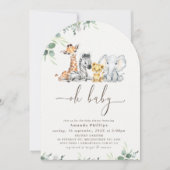 Invitation Baby shower Safari Arché Moderne Foliage (Devant)