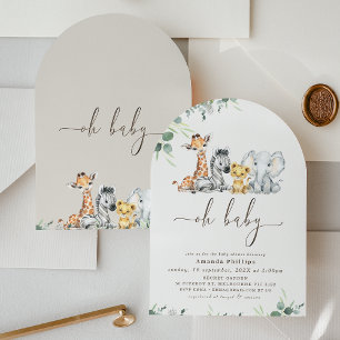 Invitation Baby shower Safari Arché Moderne Foliage