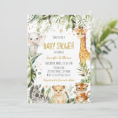 Invitation Baby shower Safari Baby Animals (Debout devant)