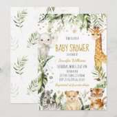 Invitation Baby shower Safari Baby Animals (Devant / Derrière)