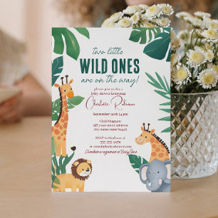 Invitation Baby shower Safari bébé Twins