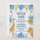 Invitation Baby shower Safari Blue Gold (Devant)