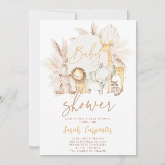 Invitation Baby shower Safari Boho (Devant)