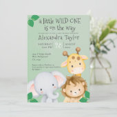 Invitation Baby shower Safari Cute Personnalisé (Debout devant)