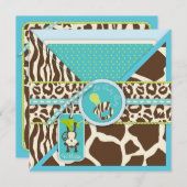 Invitation Baby shower Safari de Boy Monkey Jungle (Devant / Derrière)
