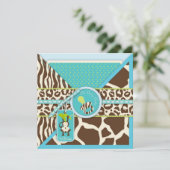 Invitation Baby shower Safari de Boy Monkey Jungle (Debout devant)