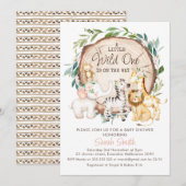 Invitation Baby shower Safari de feuillage floral en tranches (Devant / Derrière)