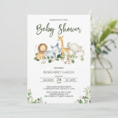 Invitation Baby shower Safari de la Jungle de Verdure (Debout devant)