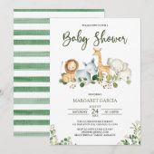 Invitation Baby shower Safari de la Jungle de Verdure (Devant / Derrière)