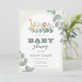 Invitation Baby shower Safari de verdure personnalisé (Debout devant)
