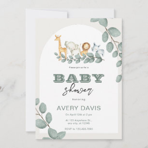 Invitation Baby shower Safari de verdure personnalisé