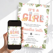Invitation Baby Shower Safari Fille 