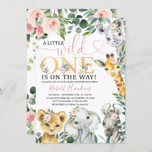 Invitation Baby shower Safari fille modifiable