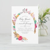 Invitation Baby shower Safari Floral Aquarelle (Debout devant)