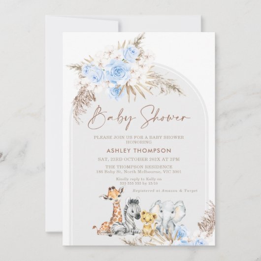Invitation Baby shower Safari Floral Boho Arch (Devant)