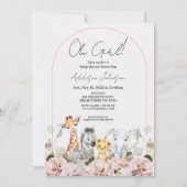 Invitation Baby shower Safari Floral Boho Arch Blush (Devant)