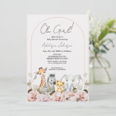Invitation Baby shower Safari Floral Boho Arch Blush (Debout devant)
