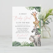 Invitation Baby shower Safari Girl (Debout devant)