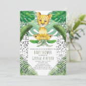 Invitation Baby shower Safari Illustration Lion (Debout devant)