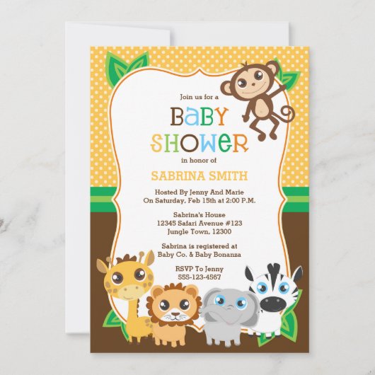 Invitation Baby shower Safari Jungle (Devant)