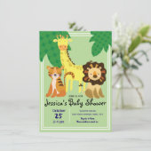 Invitation Baby shower Safari Jungle Animaux (Debout devant)