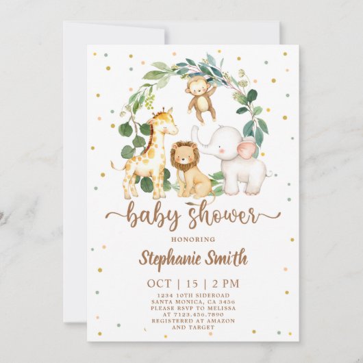 Invitation Baby shower Safari Jungle Boy (Devant)