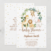 Invitation Baby shower Safari Jungle Boy (Devant / Derrière)