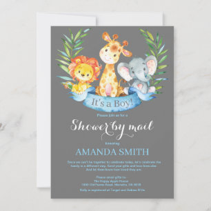 Invitation Baby shower Safari Jungle Boy par mail