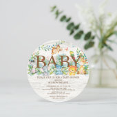 Invitation Baby shower Safari Jungle Cute (Debout devant)